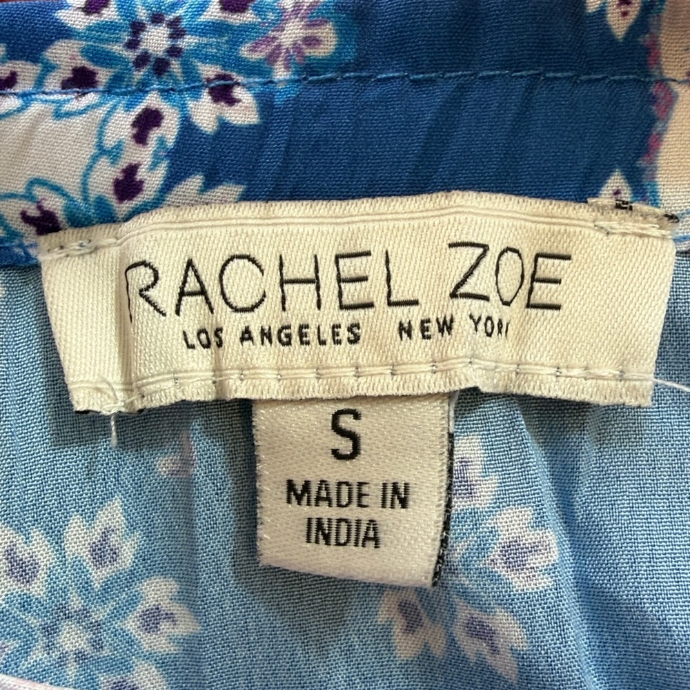 Rachel Zoe Blue Floral Ruffle Crop Top size S - Picture 2 of 9
